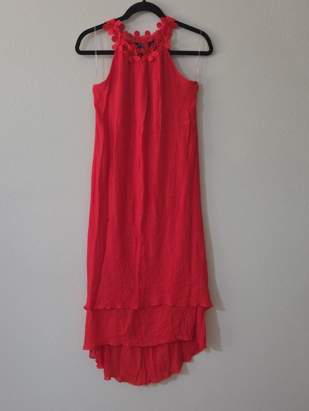 Mlle Gabrielle Red Floral Halter High-Low Dress
